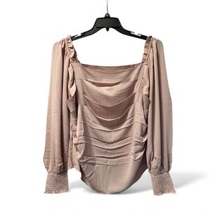 Andre’e By Unit Pink Smocked Women's Long Sleeve Top